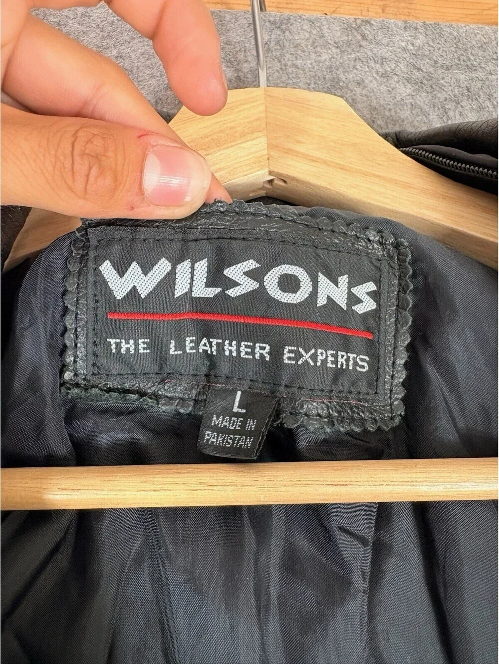 Wilsons Black Leather Long Overcoat Size L Lined Stand-Up Collar Button Zip